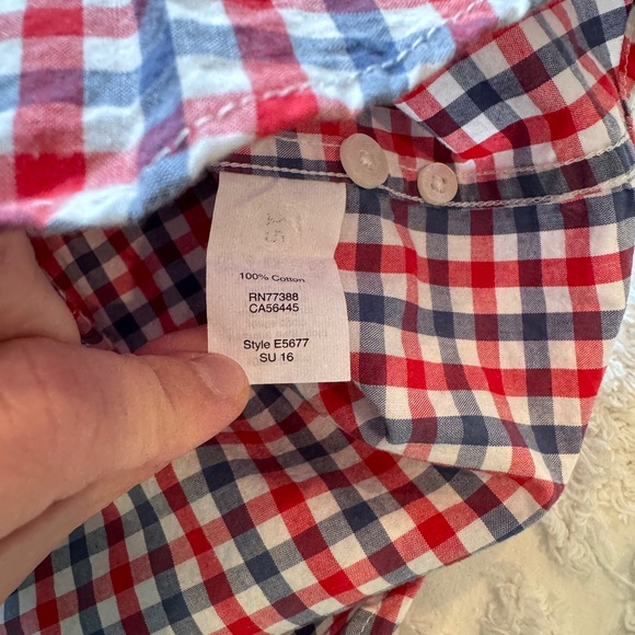 J. Crew Factory red and blue gingham men’s button down shirt NWOT long sleeve XL - Picture 4 of 6
